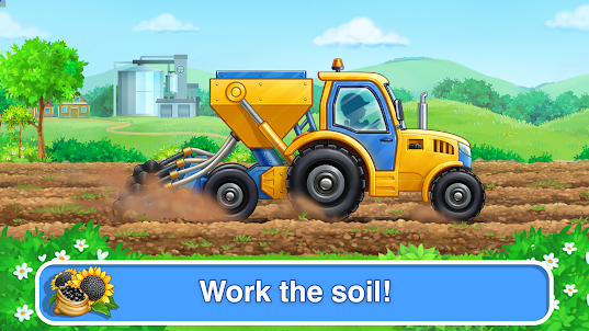 Tractor, car: kids farm games