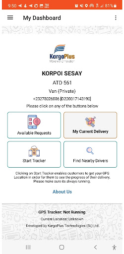 Android application KargoPlus Transporter screenshort