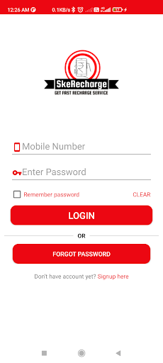 Android application SkeRecharge screenshort