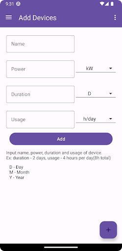 ElectriCost Screen 2