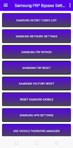 Samsung FRP Bypass Settings