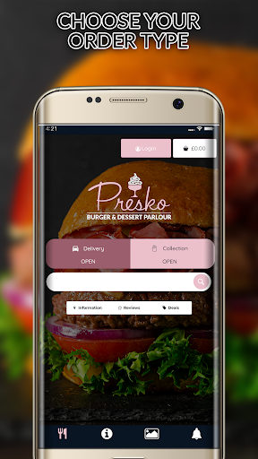 Android application Presko Burger and Dessert screenshort