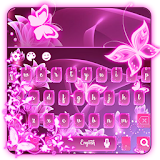 Neon pink butterflies keyboard icon
