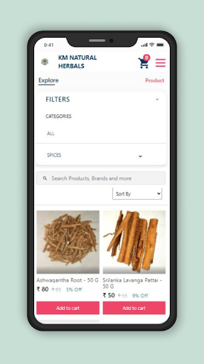 Android application KM Natural Herbals screenshort