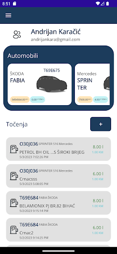 Android application GasTracker screenshort