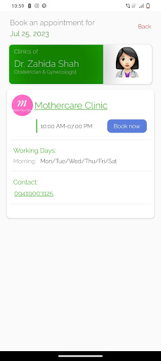 Mother Care Clinic Screen 3