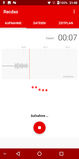 Aufnahme mit Timer - Recdas Screen 2