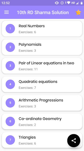 Android application RD Sharma Class 10 Solutions screenshort