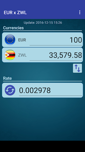 Android application Euro x Zimbabwe Dollar screenshort