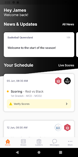 Android application BasketballConnect screenshort