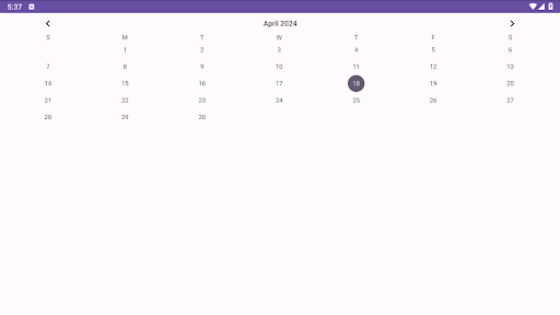 Android application Lịch cơ bản screenshort