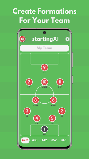 Android application startingXI screenshort
