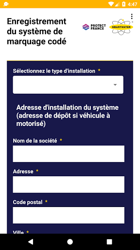 SmartWater Enregistrement PMC Screen 2