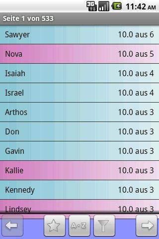 First names App Screen 2