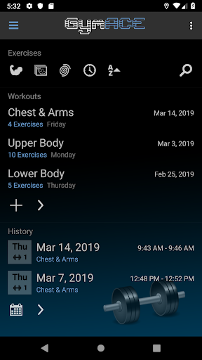 Android application GymACE: Workout Tracker screenshort