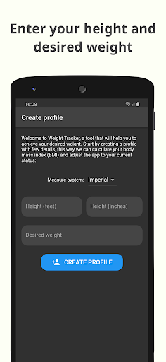 Android application Weight Tracker & BMI Tracker screenshort
