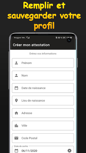 Attestation couvre feu