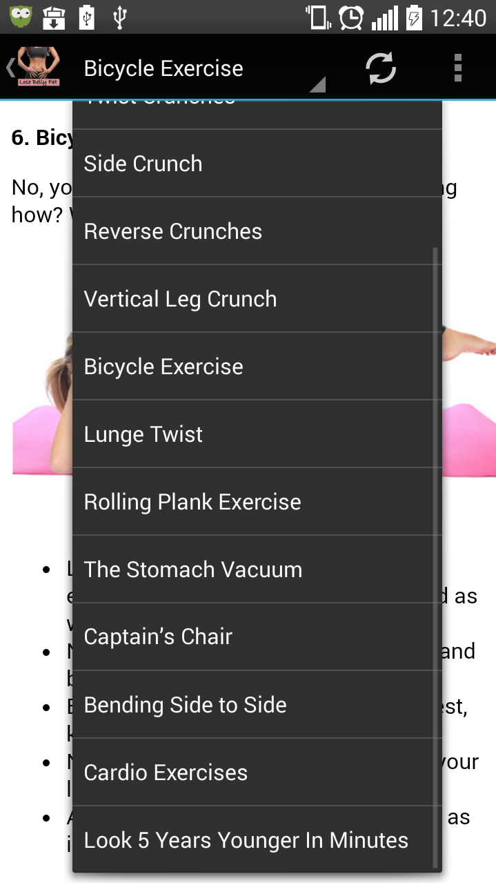 Android application Belly Fat Exercises screenshort