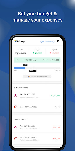 Android application Save Daily With Wizely screenshort