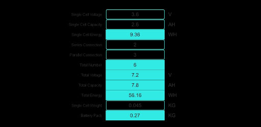 Battery Pack Calculator Screen 2