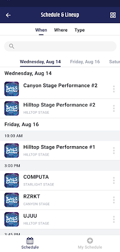 Bass Canyon Festival App Screen 3