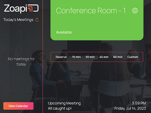 Zoapi Room Scheduler Screen 2