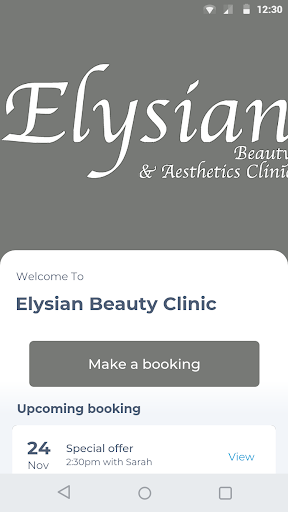Android application Elysian Beauty Clinic screenshort