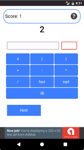 Android application Four Fours screenshort