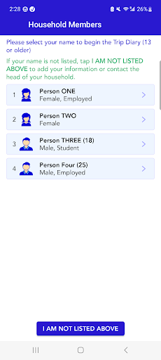 Android application Washoe County Travel Survey screenshort