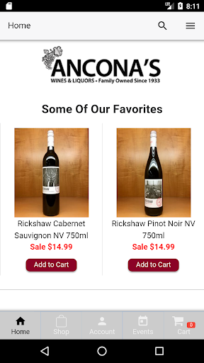 Android application Ancona's Wine screenshort