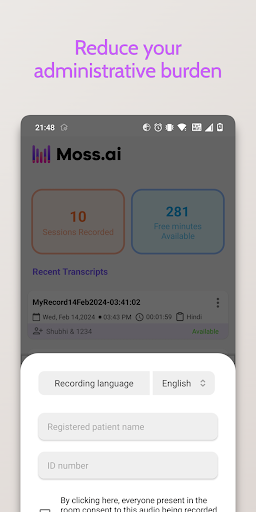 Moss AI-Medical note-taking Screen 3