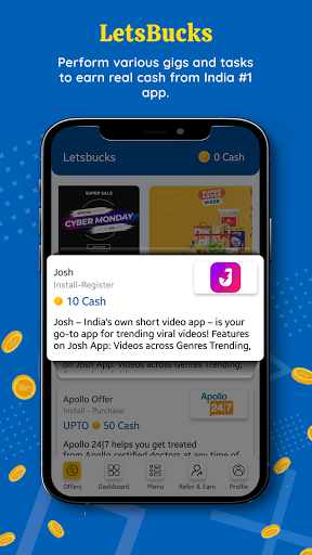 Android application Letsbucks : Earn Wallet Cash & screenshort