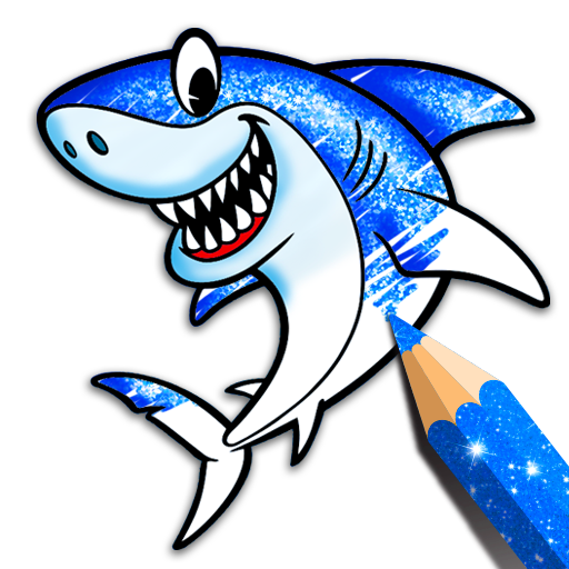 Desenho De Jogo Aprendizado Pré Escolar Animado Tubarão Página