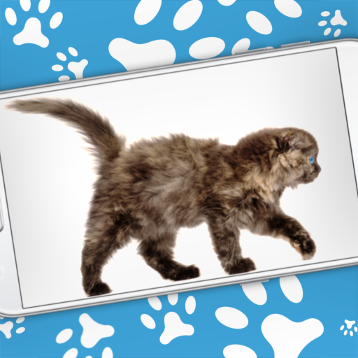 Cat Walks in Phone Cute Joke logo