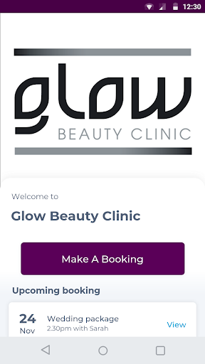 Android application Glow Beauty Clinic screenshort