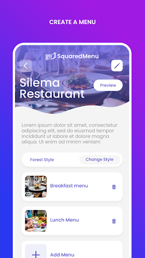 Android application Squared QR Menu Creator screenshort