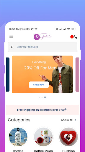 Android application PRINTIO - Customization Store screenshort