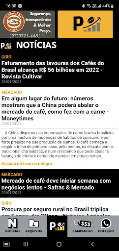 Painel do Café - Cotação Screen 2