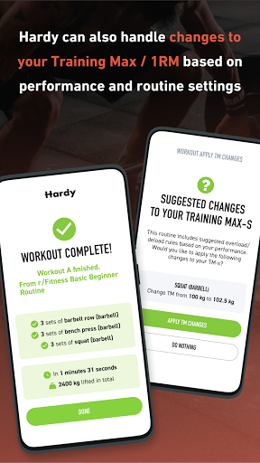 Screenshot of Hardy: smart workout routines
