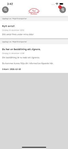 Android application Mejeritransporter screenshort