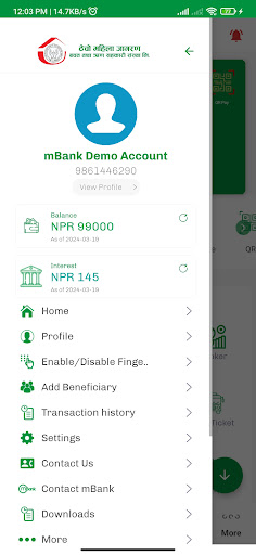 Thecho Mahila Jagaran mBank Screen 2