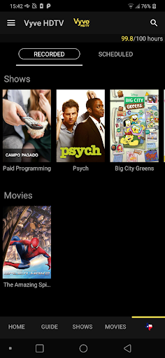 Screenshot of Vyve HDTV Service