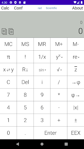Android application Complex RPN Calculator screenshort