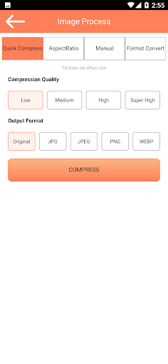 Android application Compress Image Size - in KB&MB screenshort