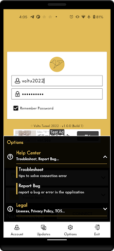 Android application Voltu Tunnel screenshort
