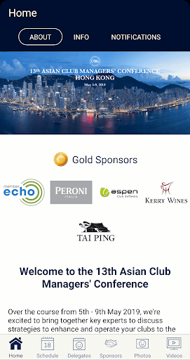 Android application Asian Club Managers Conference screenshort