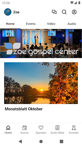 Android application Zoe Gospel Center App screenshort
