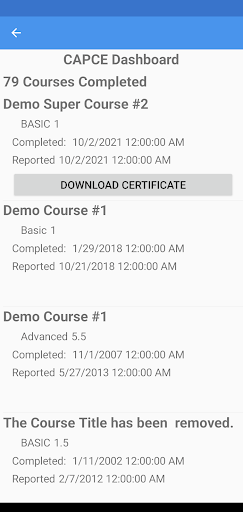 Android application CAPCE Mobile App screenshort