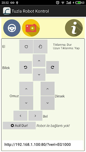 Android application Tuzla Robot Kontrol screenshort