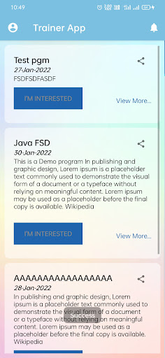 Trainer App Screen 3